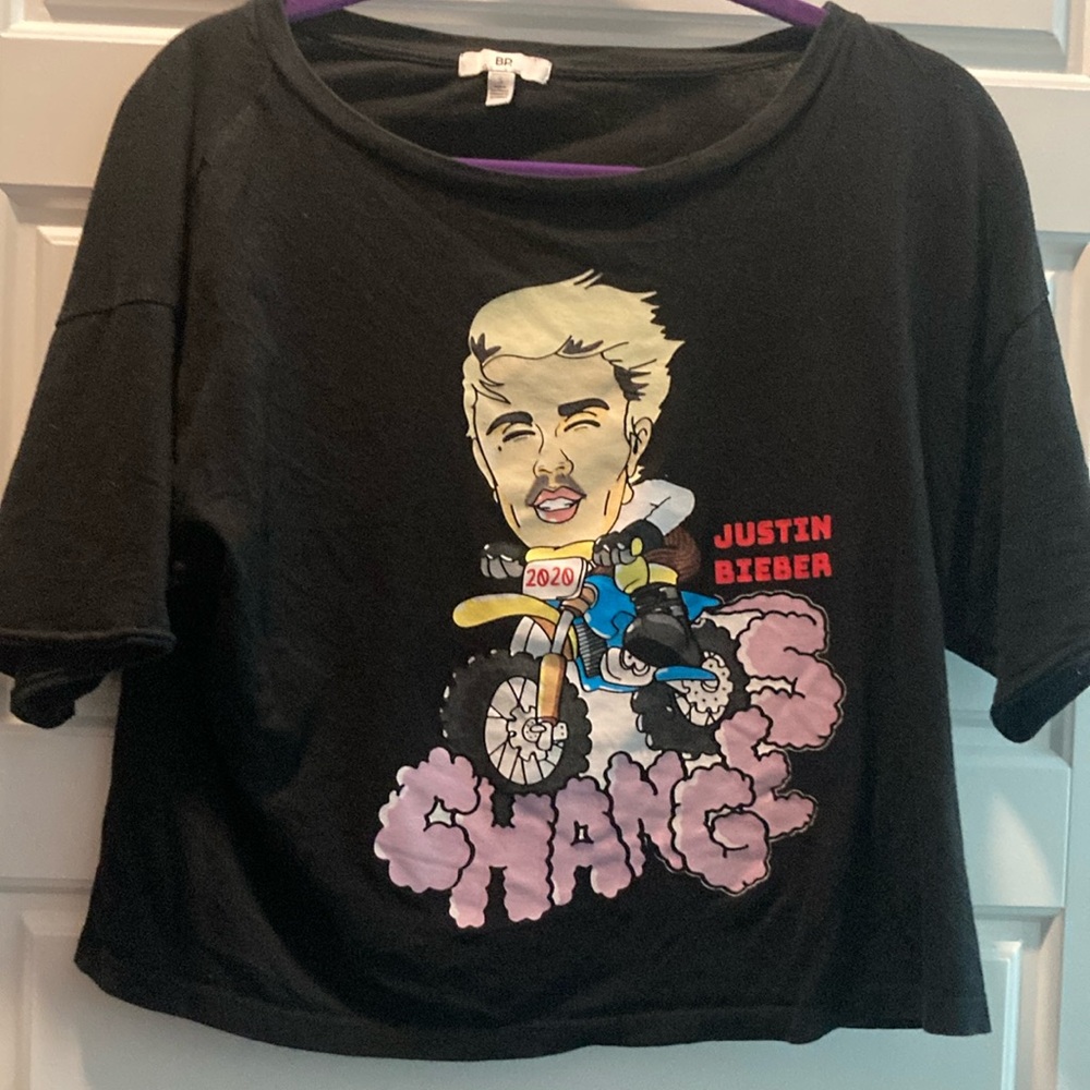 Justin Bieber crop top off the shoulder top